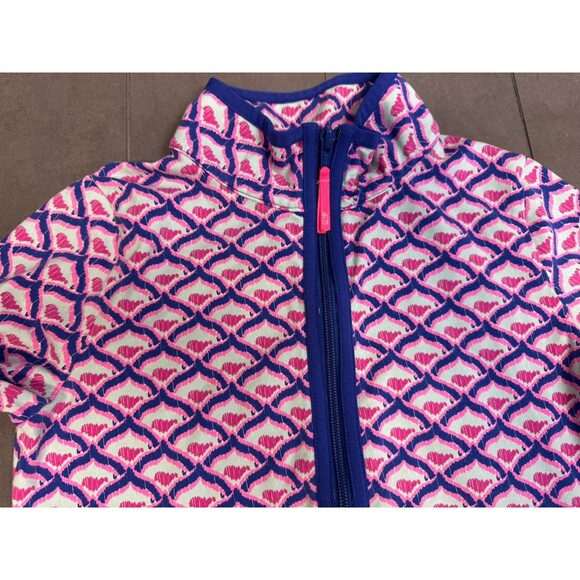 Vineyard Vines Zip Up Sweater Girls 10-12 Whale Logo‎ Pink Blue Light Spring Top - Picture 4 of 7